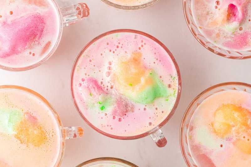 top-down view of the Sherbet Punch in glasses.