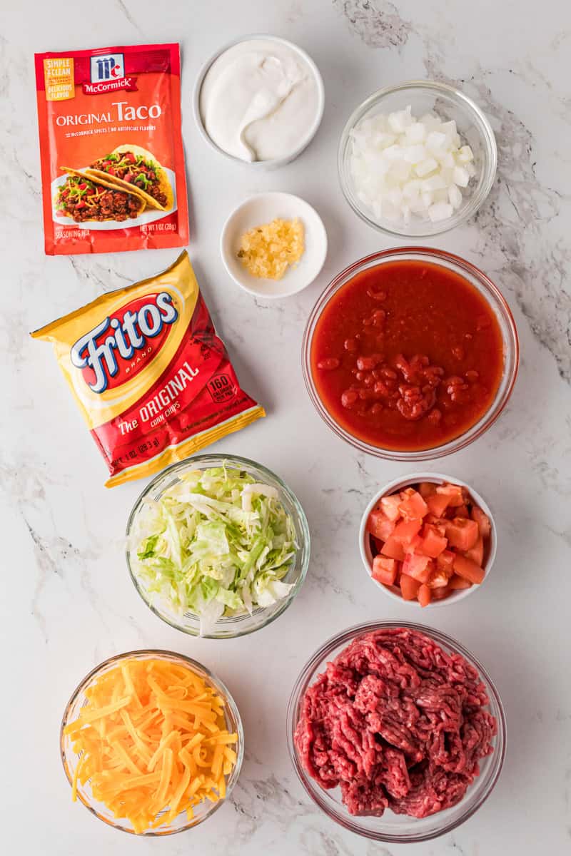 ingredients for the Walking Tacos.