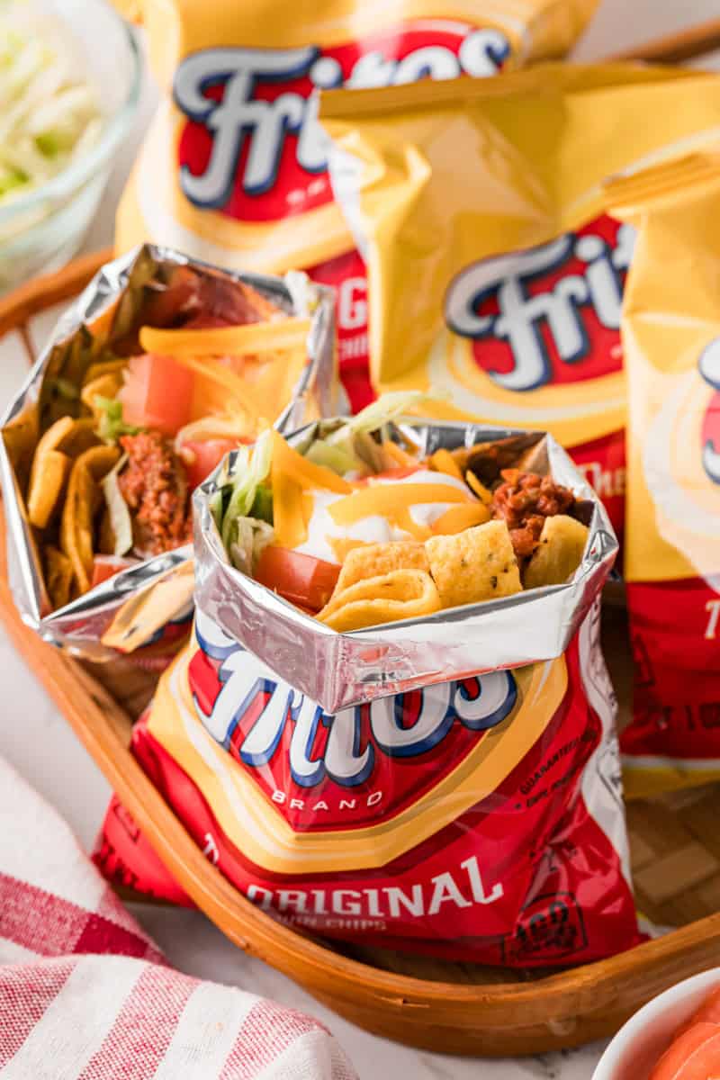 Walking Taco bags made with Fritos.