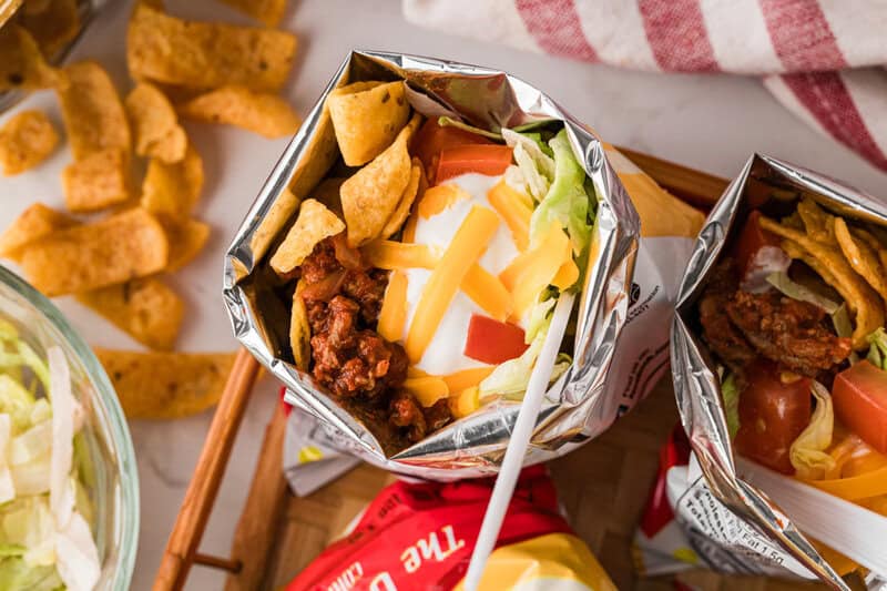 top-down view of a bag of the Walking Tacos.