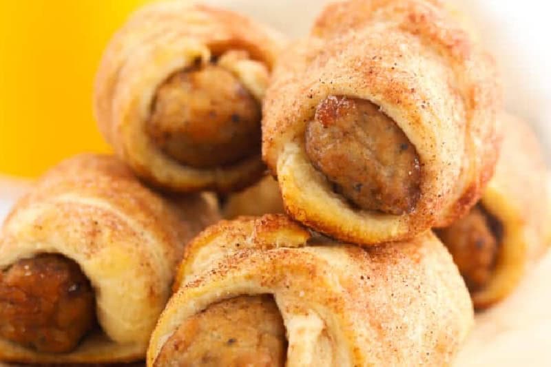 closeup of the Breakfast Pigs in a Blanket.