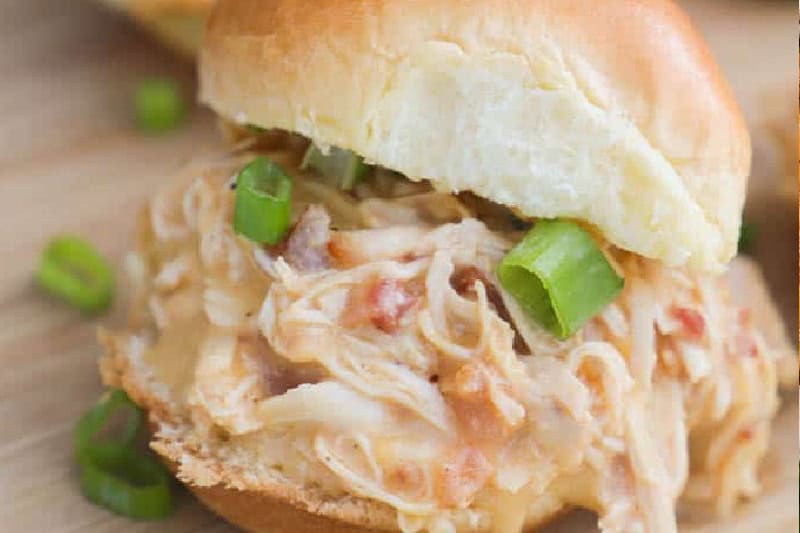 closeup of the Chicken Bacon Ranch Sliders.