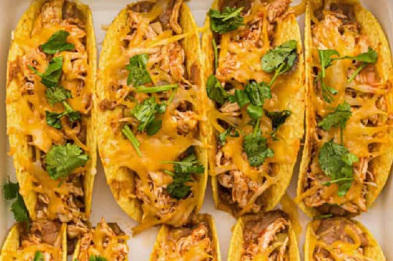 top-down view of the Baked Chicken Tacos.