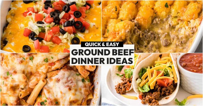 ground beef dinner idea collage pictures.