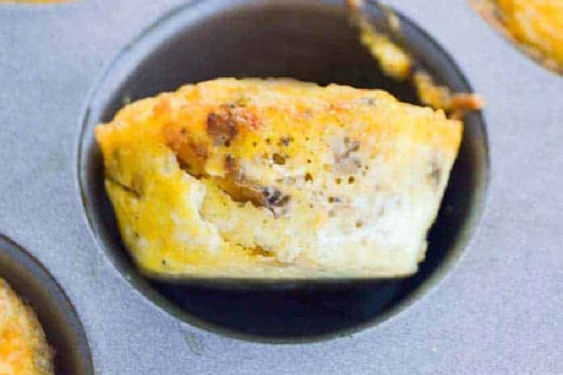 Breakfast Casserole Muffins being served out of the muffin tin.