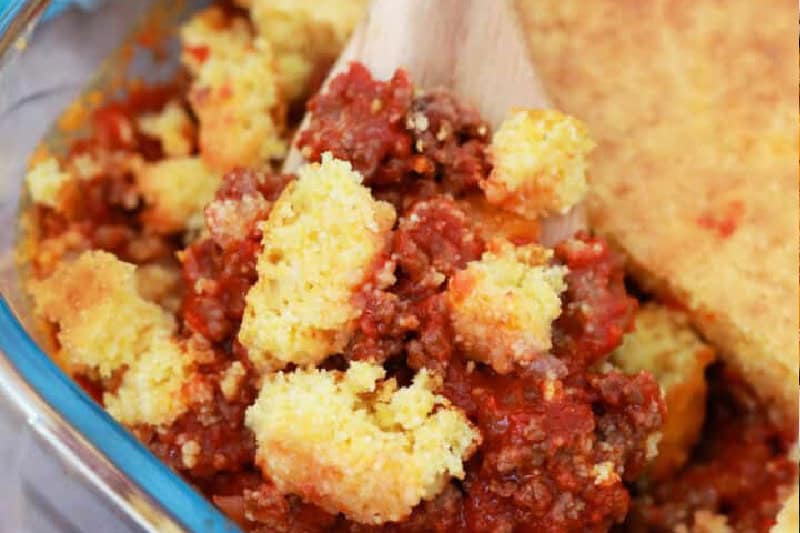 closeup of the Sloppy Joe Casserole.