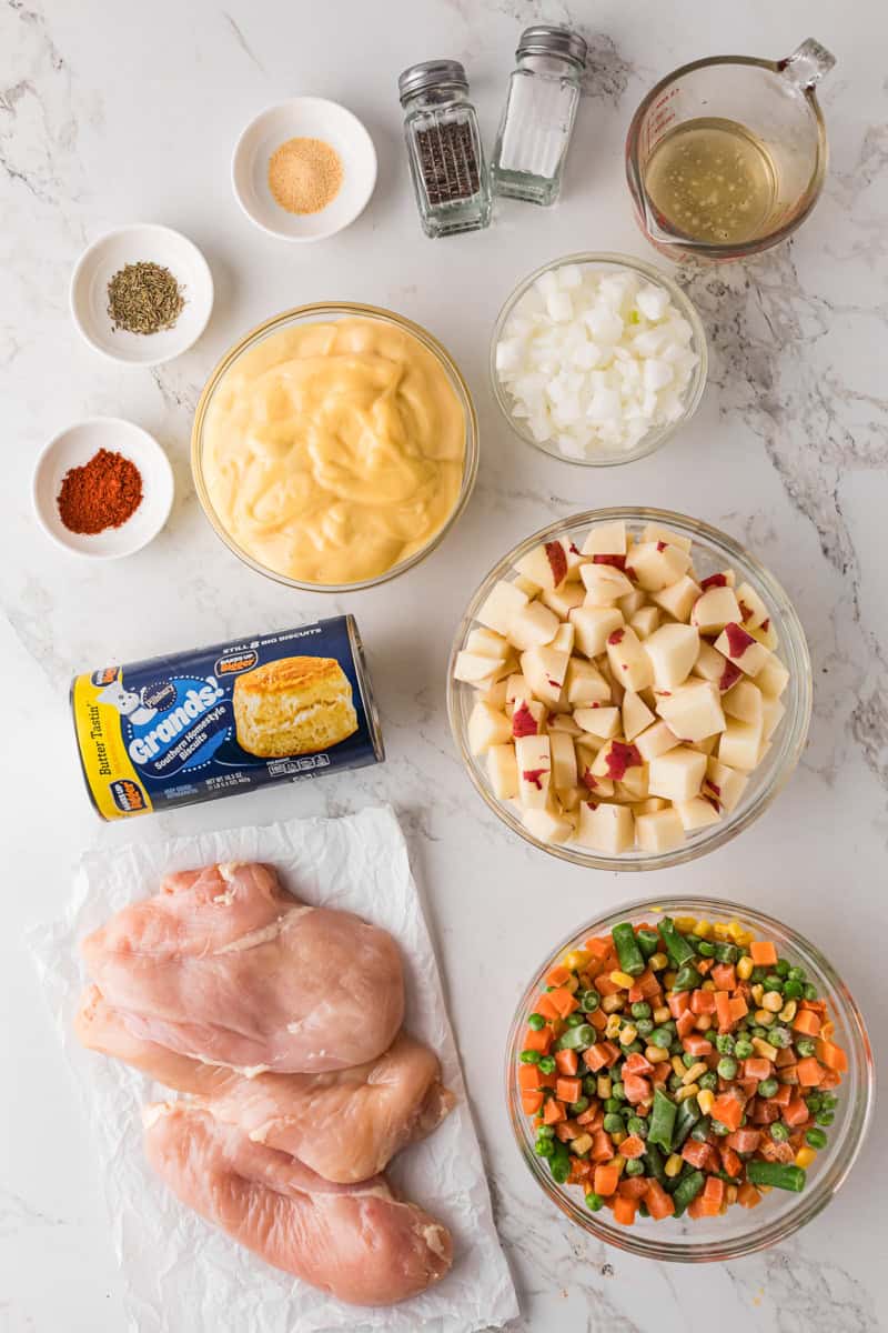 ingredients for the Slow Cooker Chicken Pot Pie.