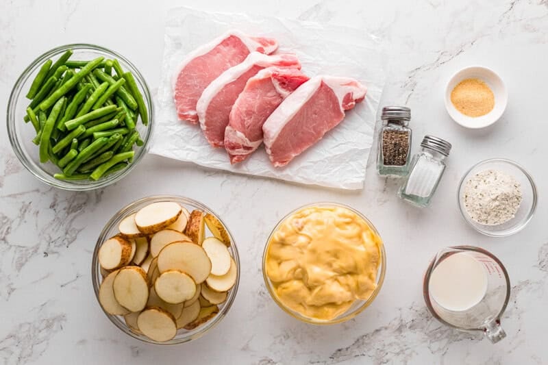 ingredients for the Slow Cooker Creamy Ranch and Pork Chops.