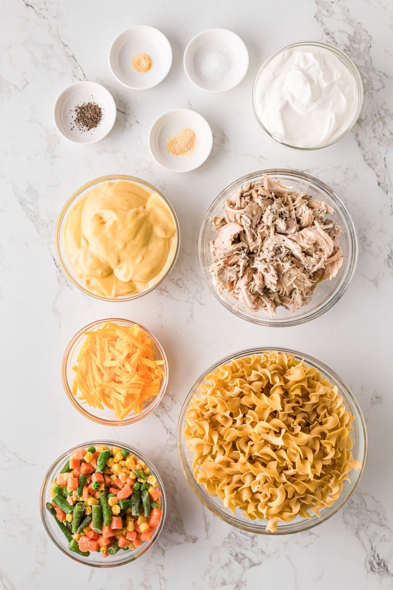 ingredients for the Chicken Noodle Casserole.