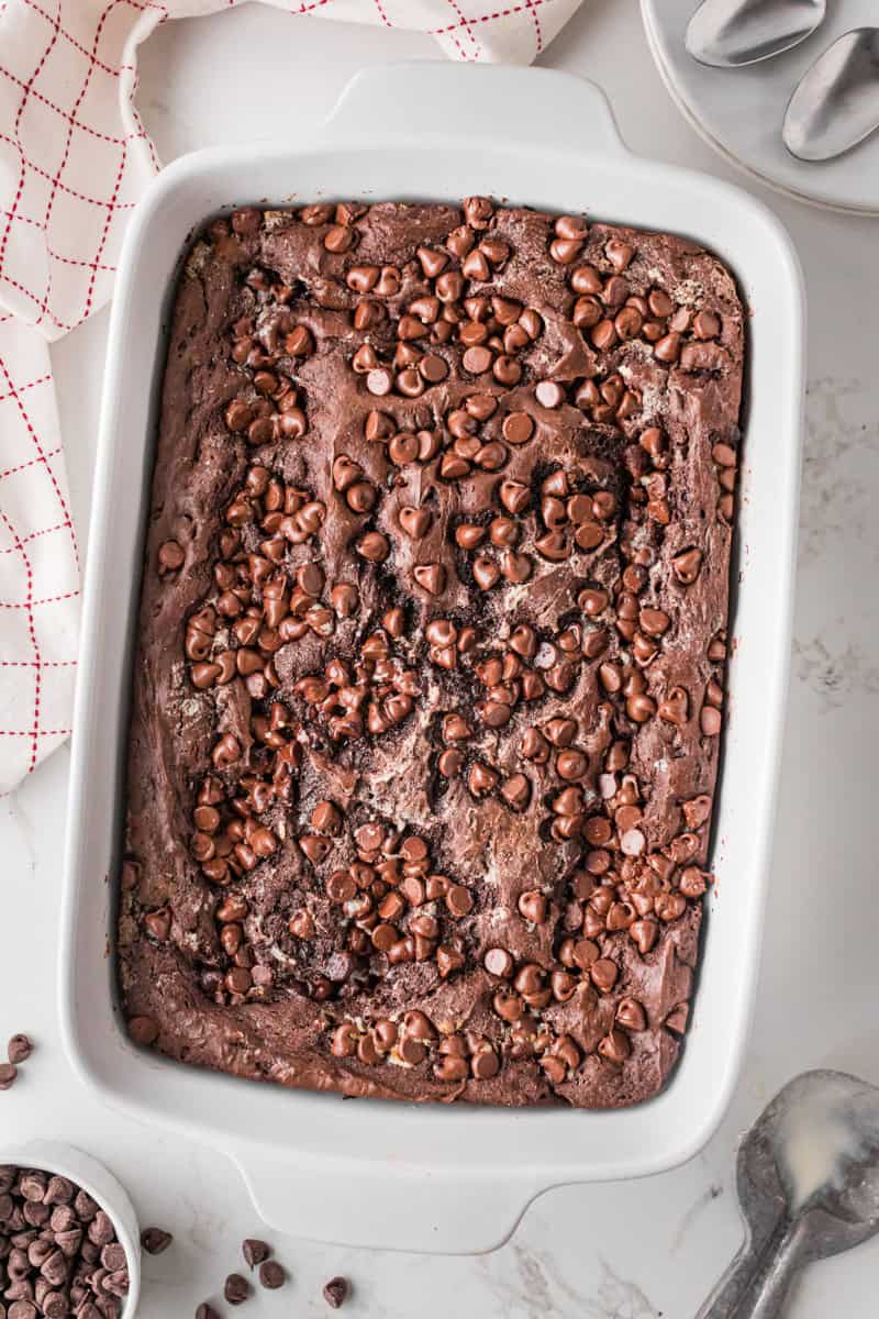 top-down view of the Chocolate Dump Cake.