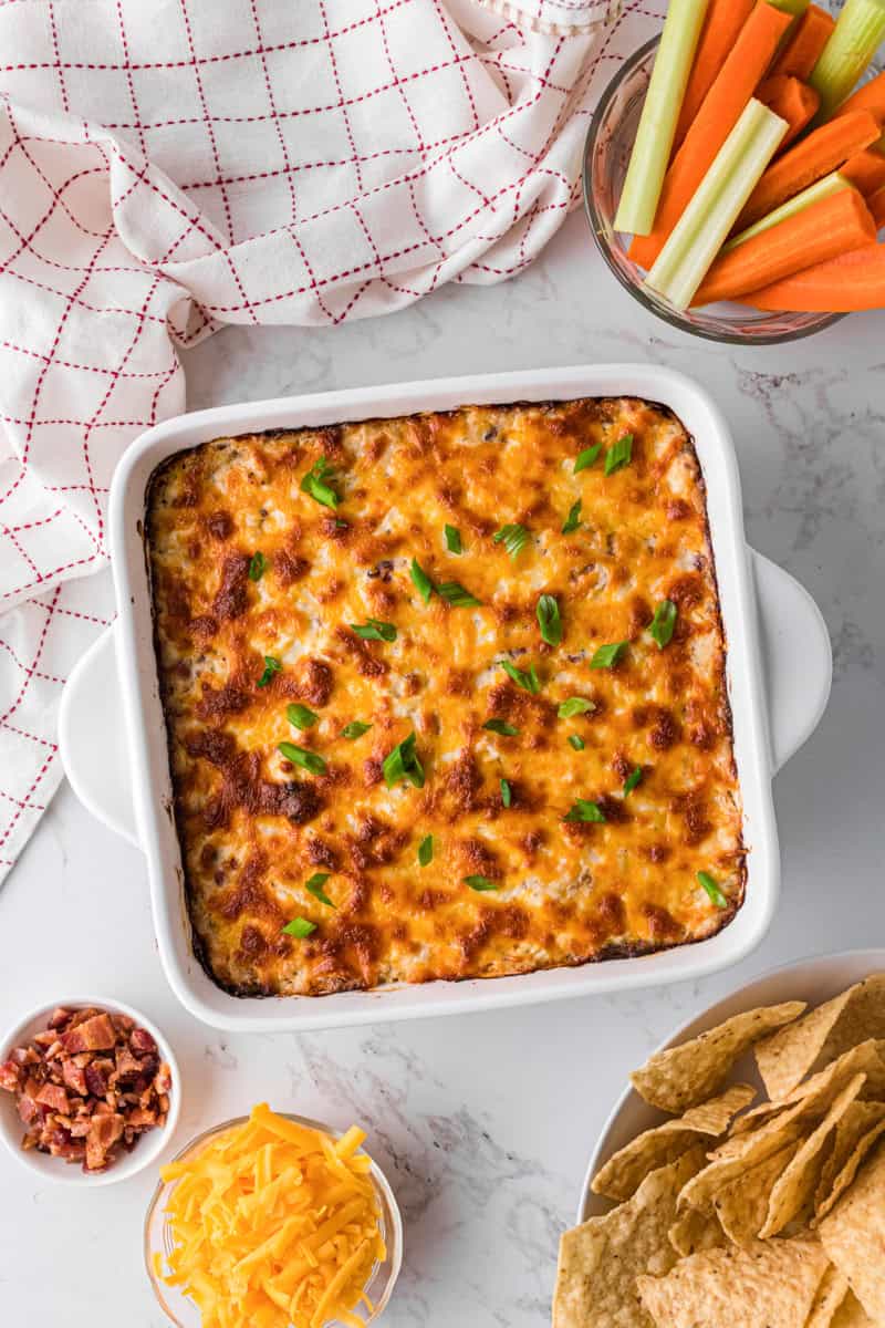 top-down view of the Crack Chicken Dip.