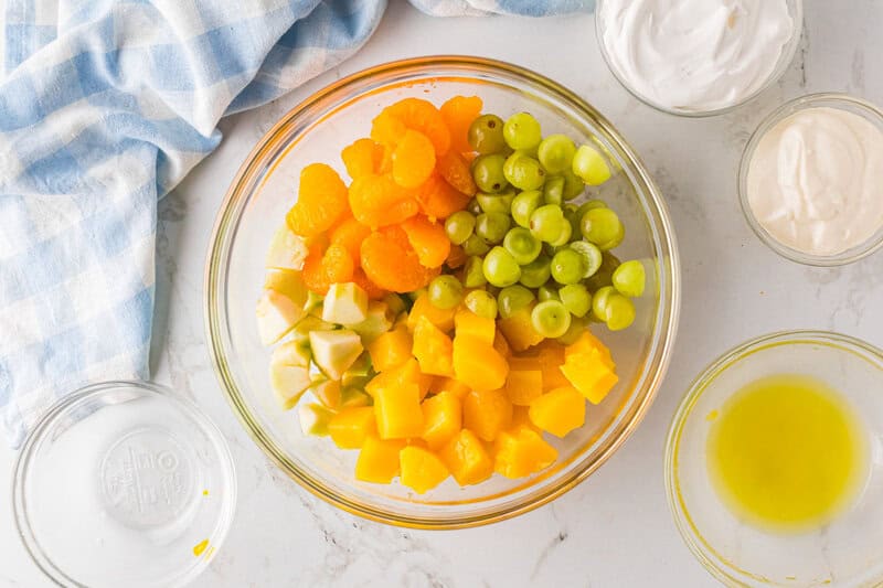 fruit in the bowl before adding the lemon juice.