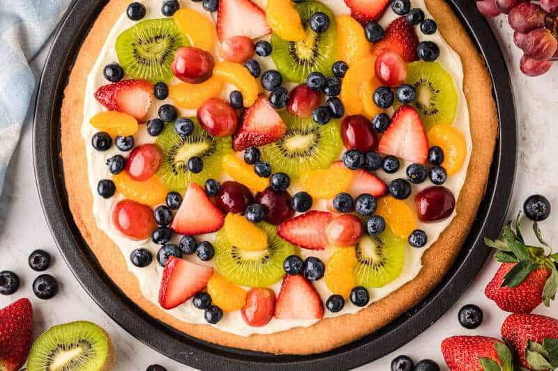 top-down view of the Fruit Pizza.