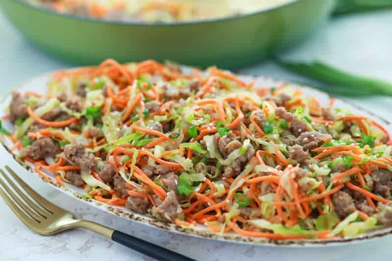 Closeup of the Egg Roll in a Bowl.