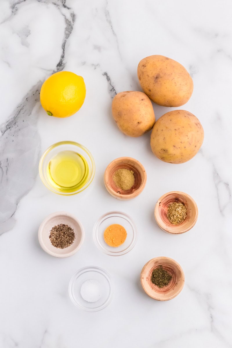 ingredients for the Lemon Herb Roasted Potatoes.