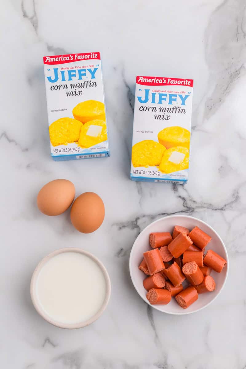 ingredients for the Muffin Tin Corn dogs.