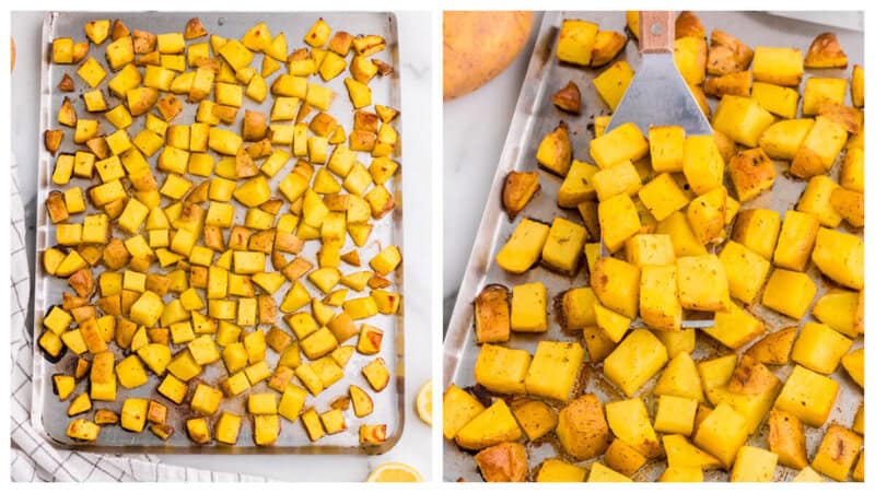 the potatoes on the baking sheet before going in the oven.