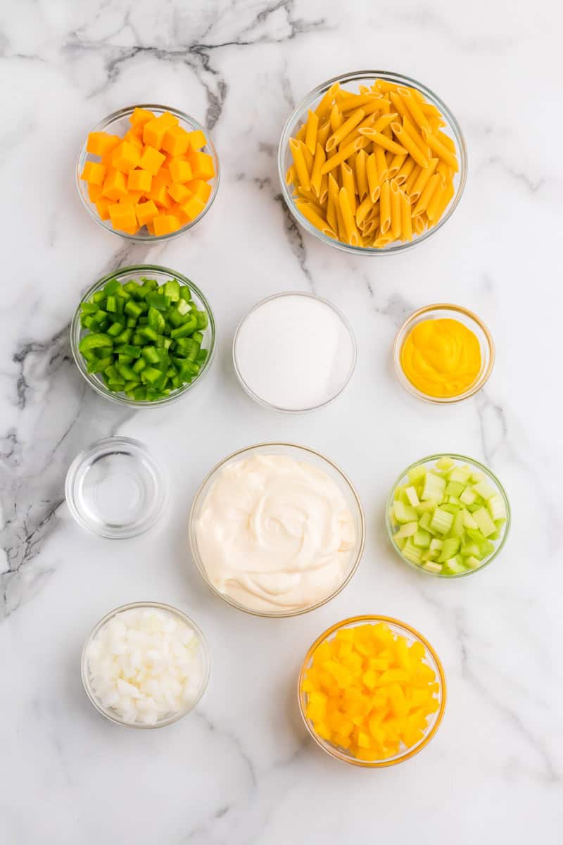 ingredients for the Pasta Salad.