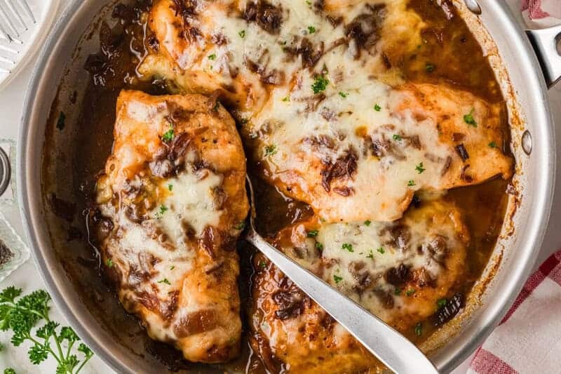 French Onion Chicken in the skillet.