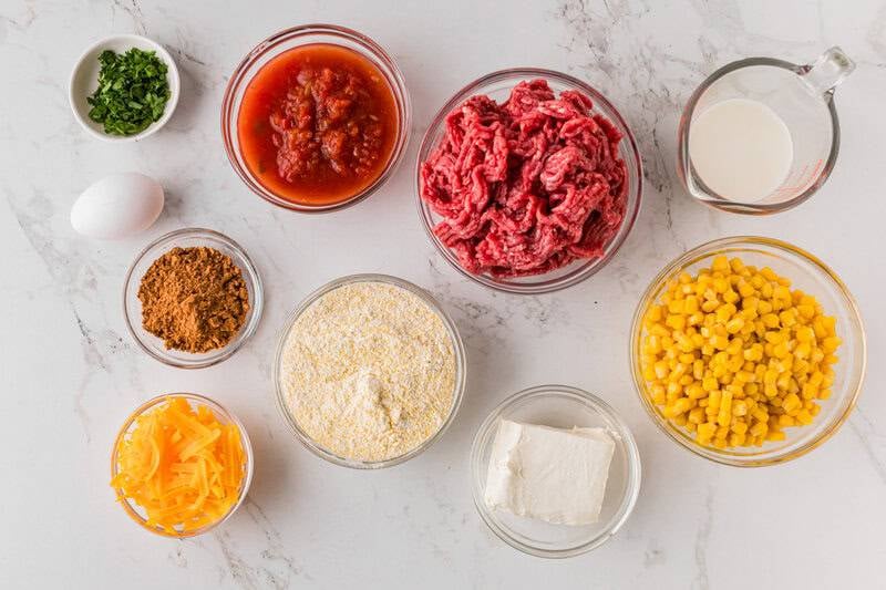 ingredients for the Cornbread Taco Pie.