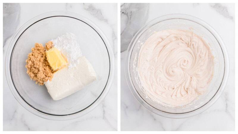 mixing together the dip ingredients in a large glass bowl.