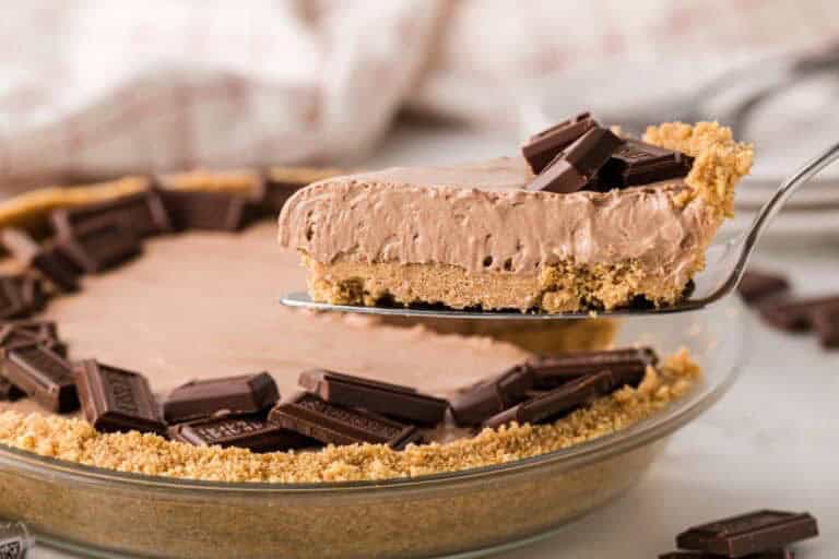 serving a slice of the Hershey Pie.