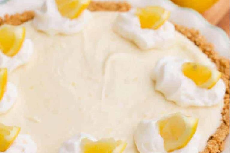 closeup of the No Bake Lemon Pie.