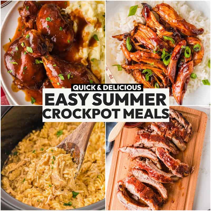 collage of Summer Crockpot Meals.