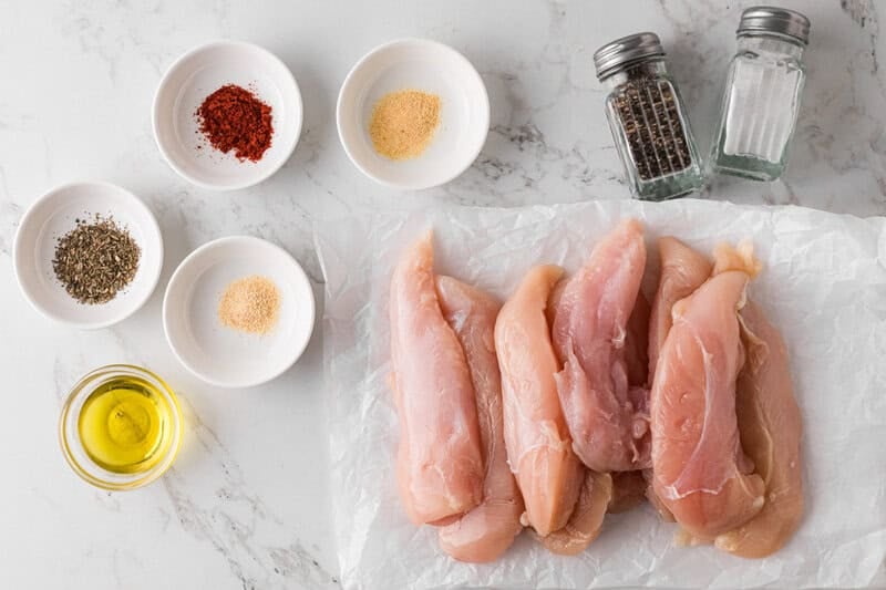 ingredients for the Air Fryer Chicken Tenderloins.