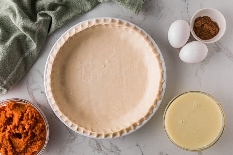 pie crust pressed into the pie pan.