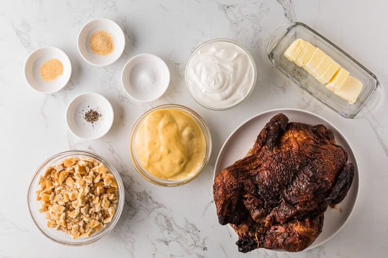 ingredients for the Rotisserie Chicken Casserole.
