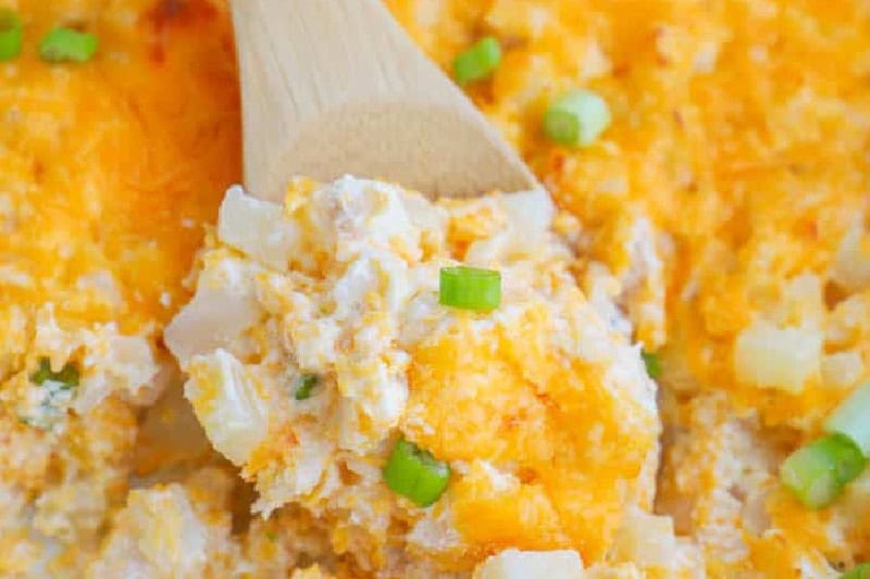 closeup of the Cheesy Ranch Potato Casserole.