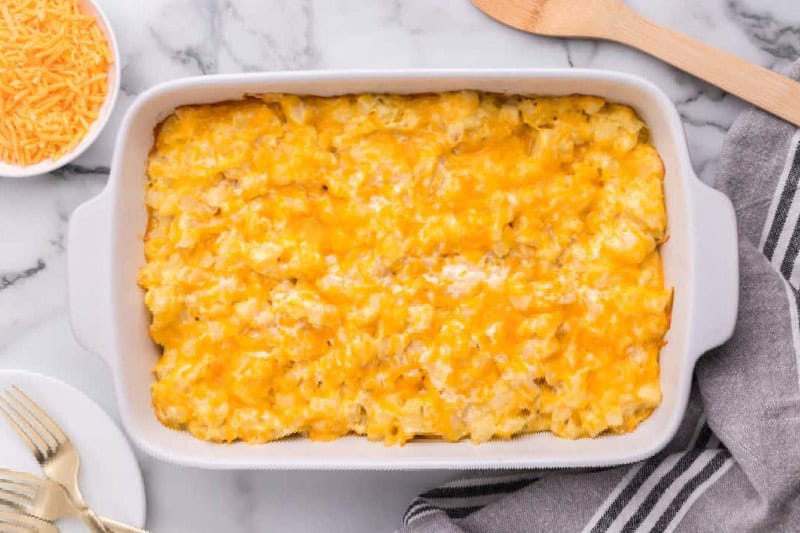 top-down view of the Cheesy Potato Casserole.