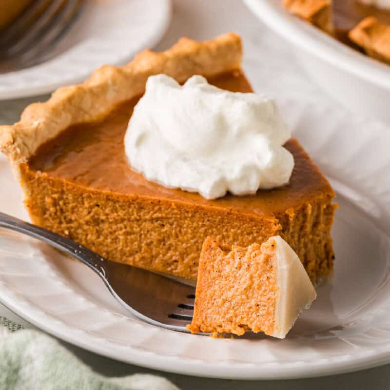closeup of a slice of the Pumpkin Pie.