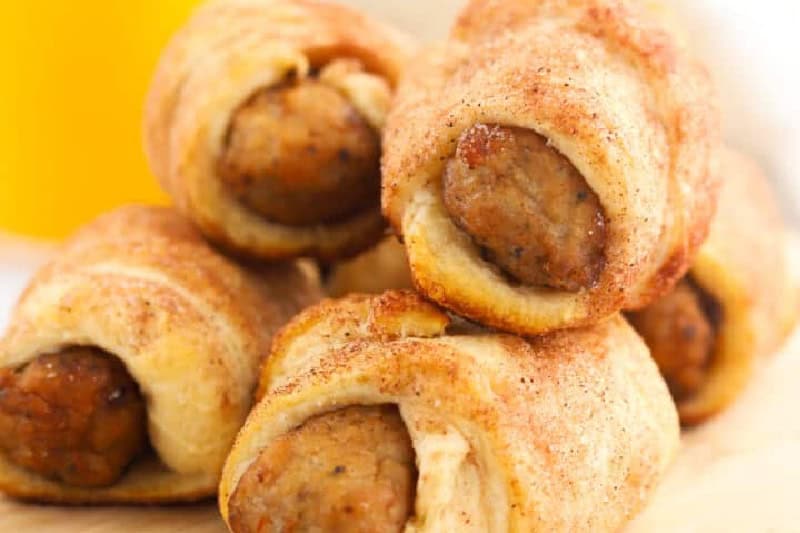 closeup of the Breakfast Pigs in a Blanket.
