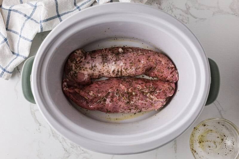 pork loin in the bottom of the slow cooker.