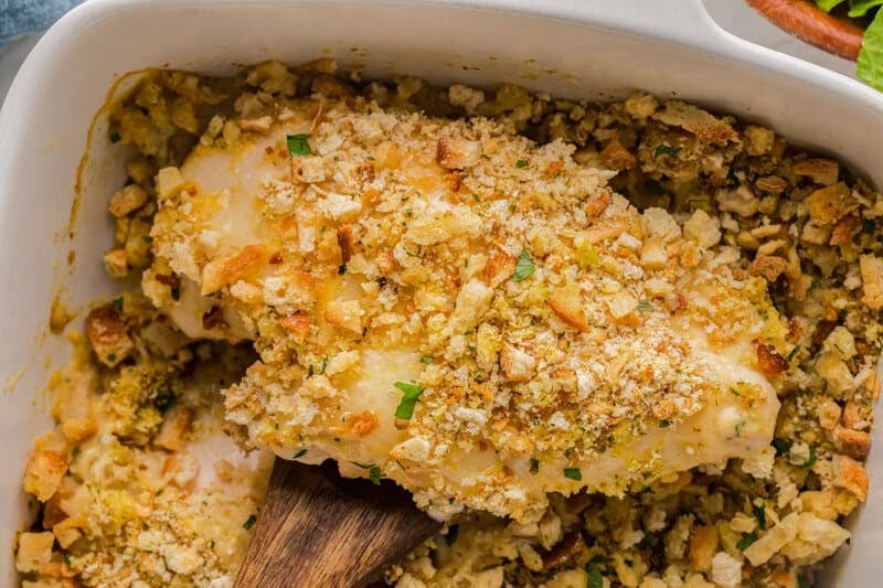 serving the Swiss Chicken out of the baking dish.