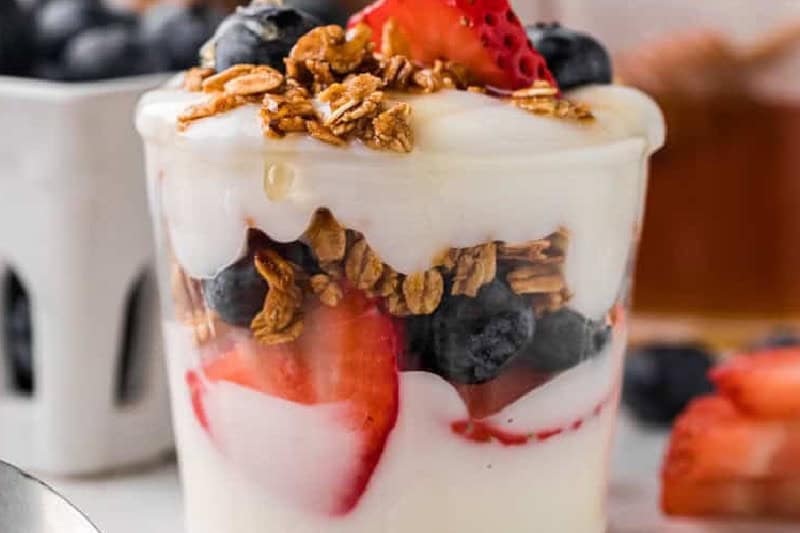 closeup of the Yogurt Parfaits.