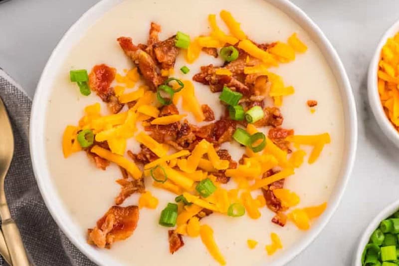closeup of the Crock Pot Potato Soup.