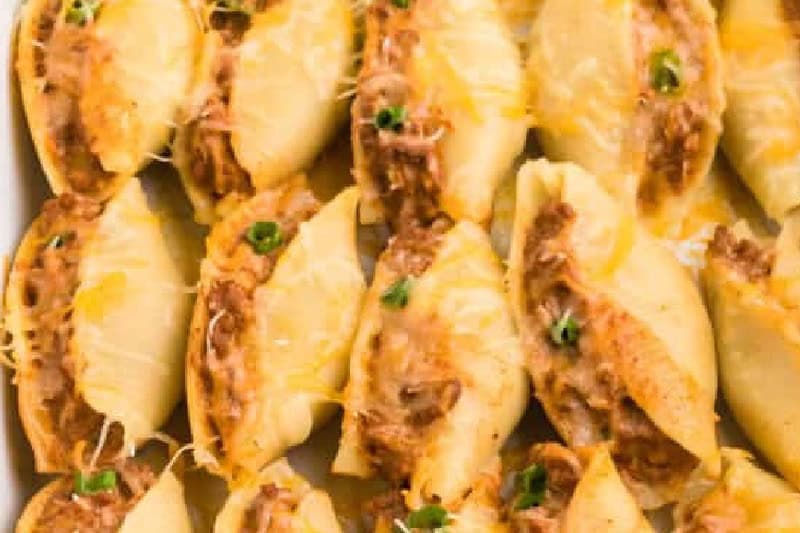 closeup of the Taco Stuffed Shells.