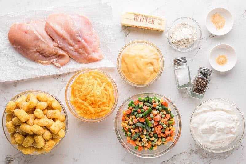 ingredients for the Chicken Tater Tot Casserole.