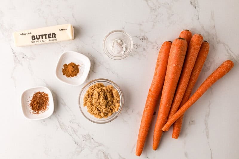 ingredients for the Brown Sugar Glazed Carrots.