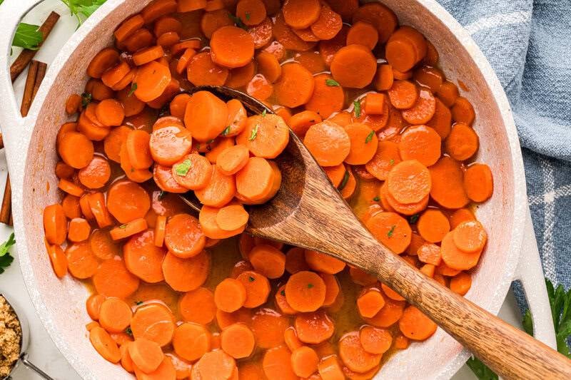 top-down view of the Brown Sugar Glazed Carrots.